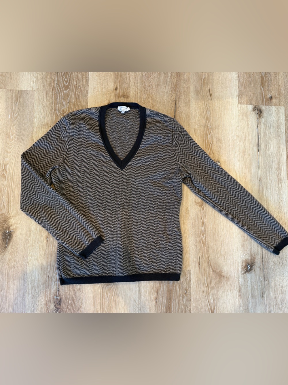 MaxMara brown & Cream Herringbone Knit Top